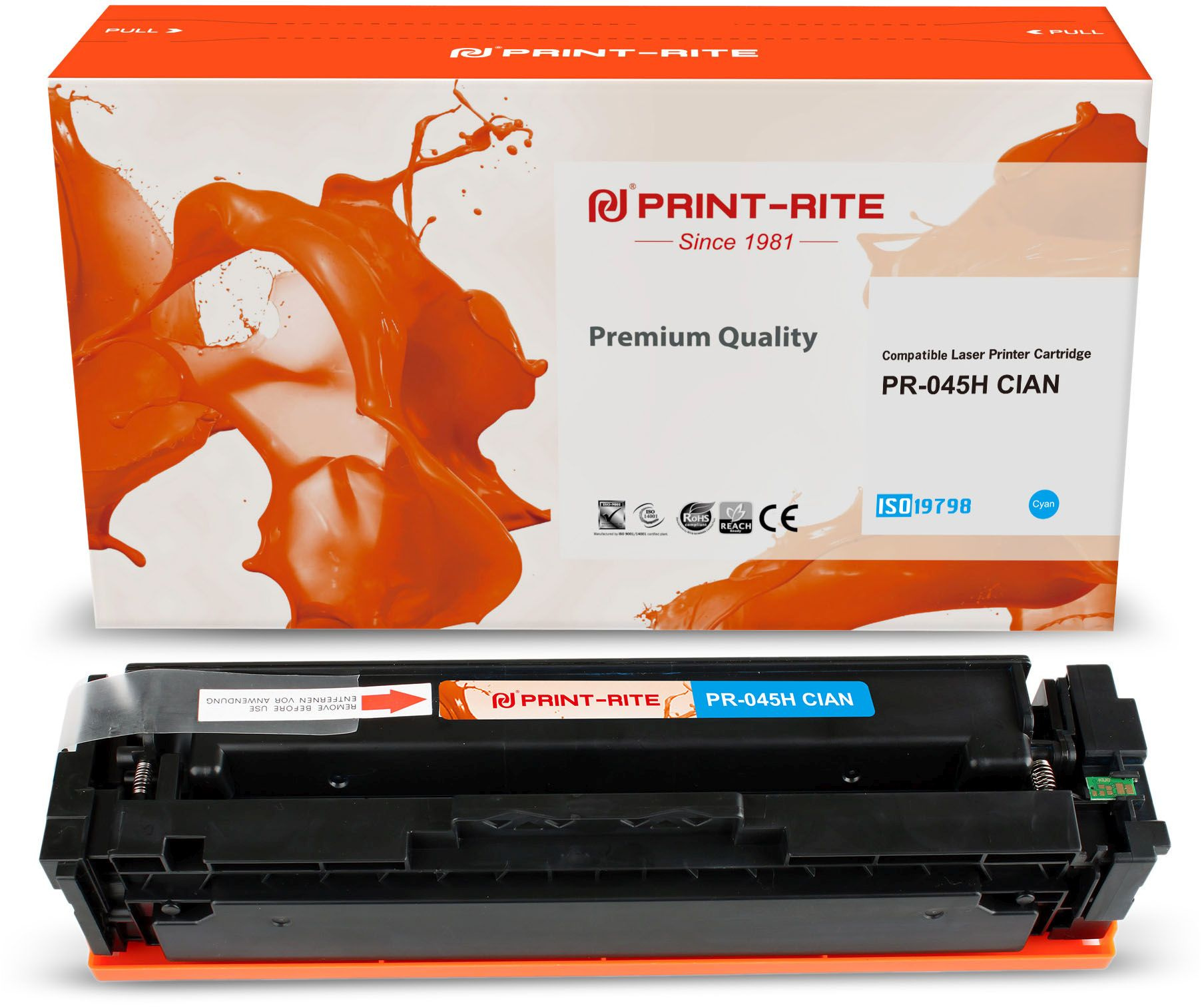 Картридж лазерный Print-Rite TFC448CPU1J PR-045H CIAN 045H Cian голубой (2200стр.) для Canon LBP 611Cn/613Cdw/631Cn/633Cdw/635Cx