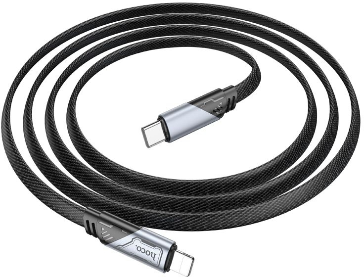 Кабель Hoco U119 Machine PD iP USB Type-C (m)-Lightning (m) 1.2м черный коробка плоский