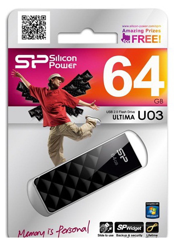 Флеш Диск Silicon Power 64Gb Ultima U03 SP064GBUF2U03V1K USB2.0 черный