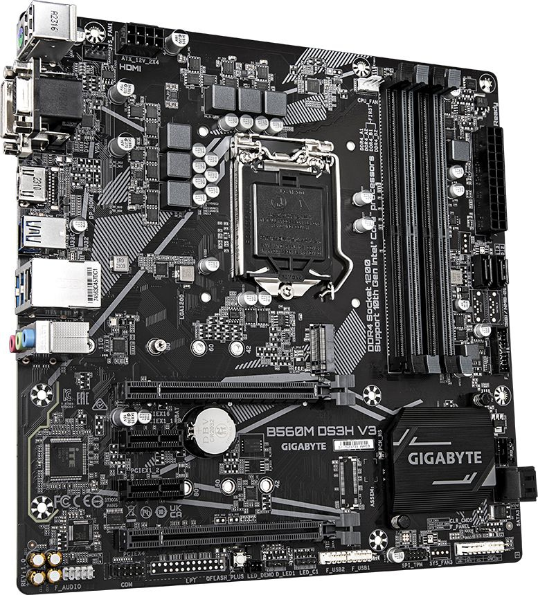 Материнская плата Gigabyte B560M DS3H V3 Soc-1200 Intel H470 4xDDR4 mATX AC`97 8ch(7.1) GbLAN+VGA+DVI+HDMI