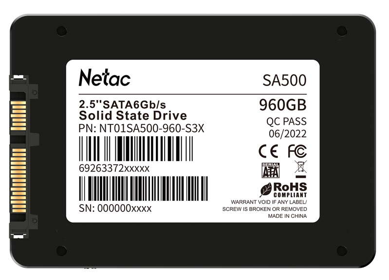 Накопитель SSD Netac SATA-III 960GB NT01SA500-960-S3X SA500 2.5"