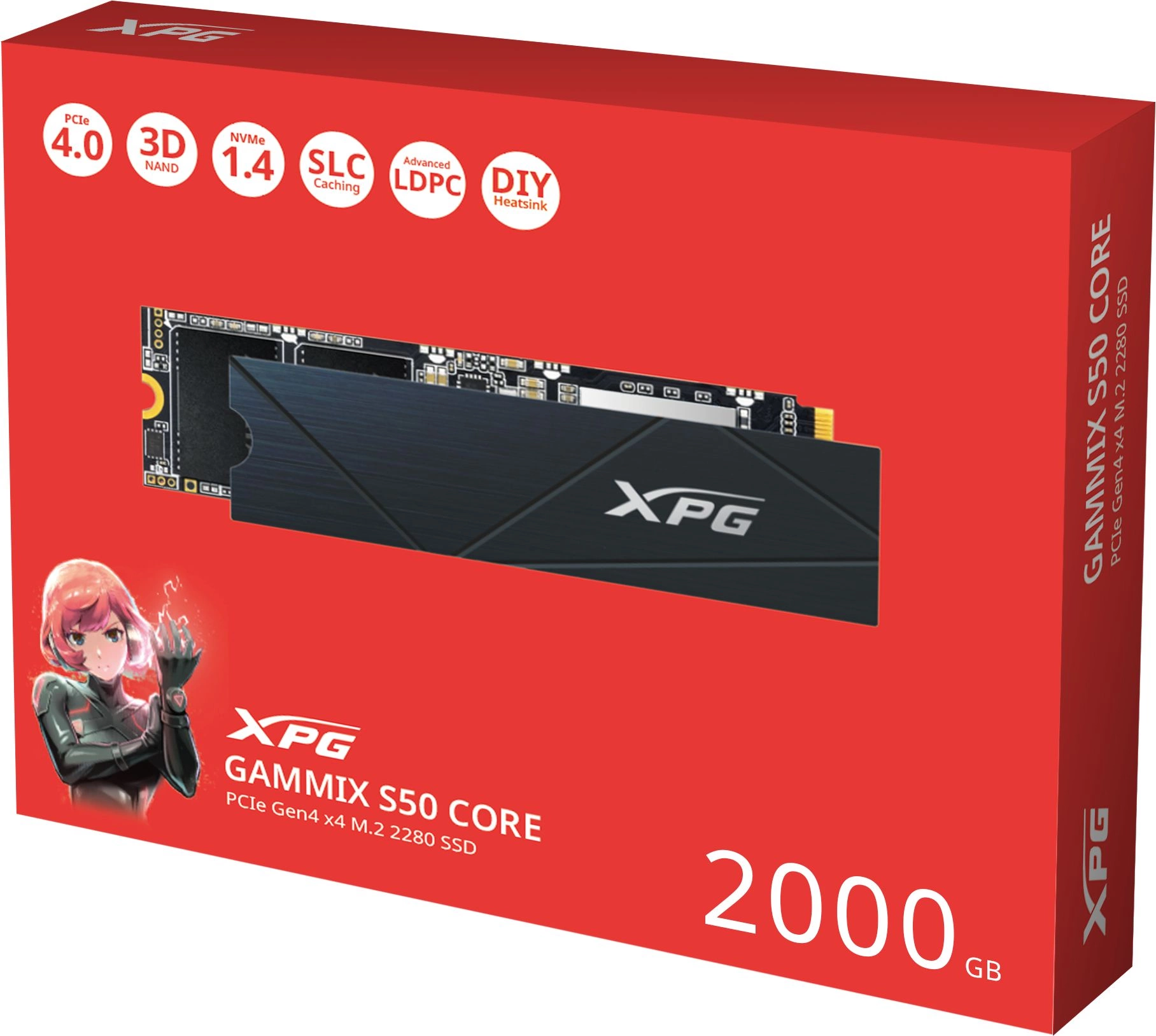 Накопитель SSD A-Data PCIe 4.0 x4 2TB SGAMMIXS50C-2000G-CS Gammix S50 Core XPG M.2 2280