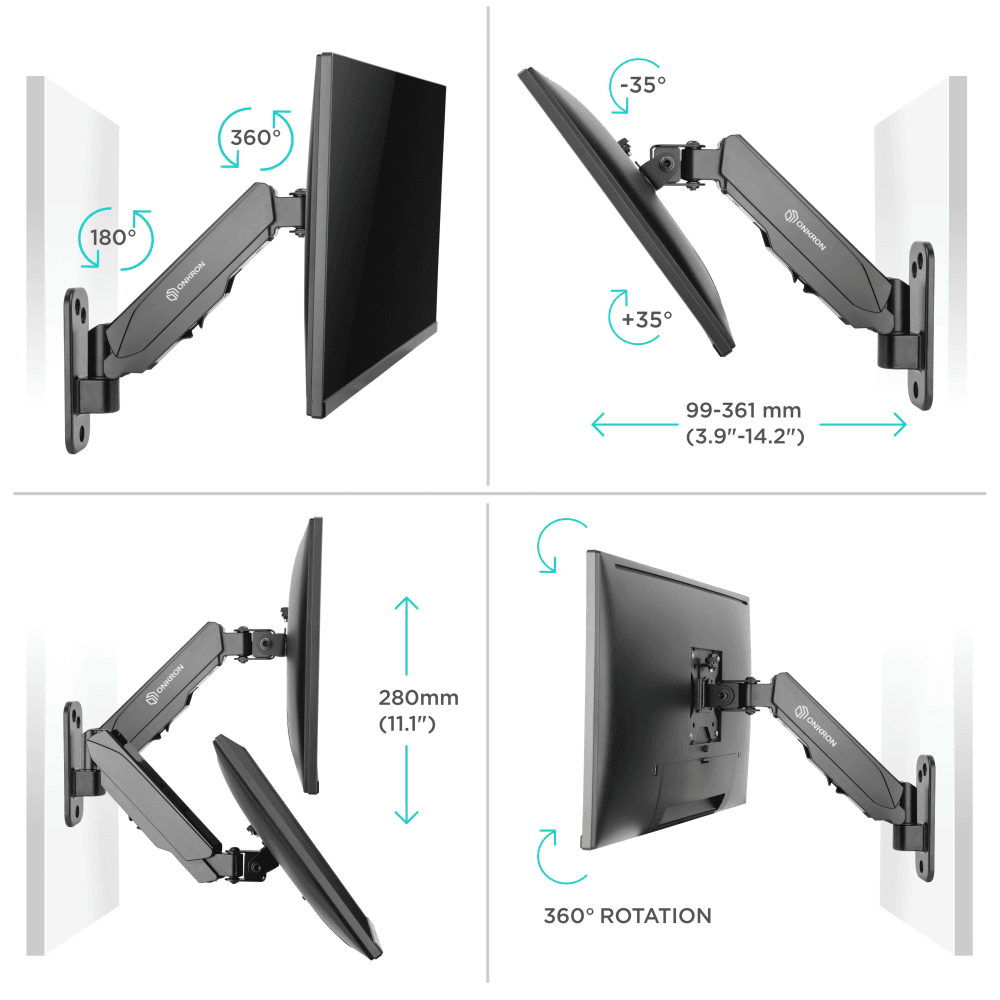 Настенный кронштейн-газлифт ONKRON G120чёрный