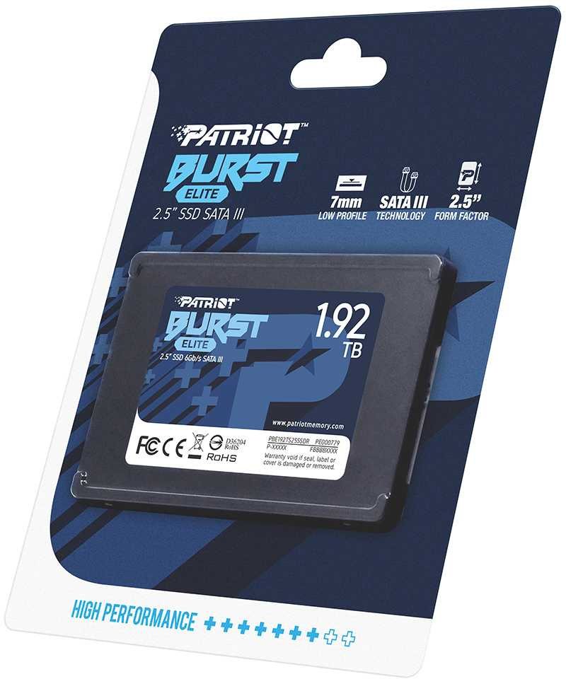 Накопитель SSD Patriot SATA-III 1.92TB PBE192TS25SSDR Burst Elite 2.5"