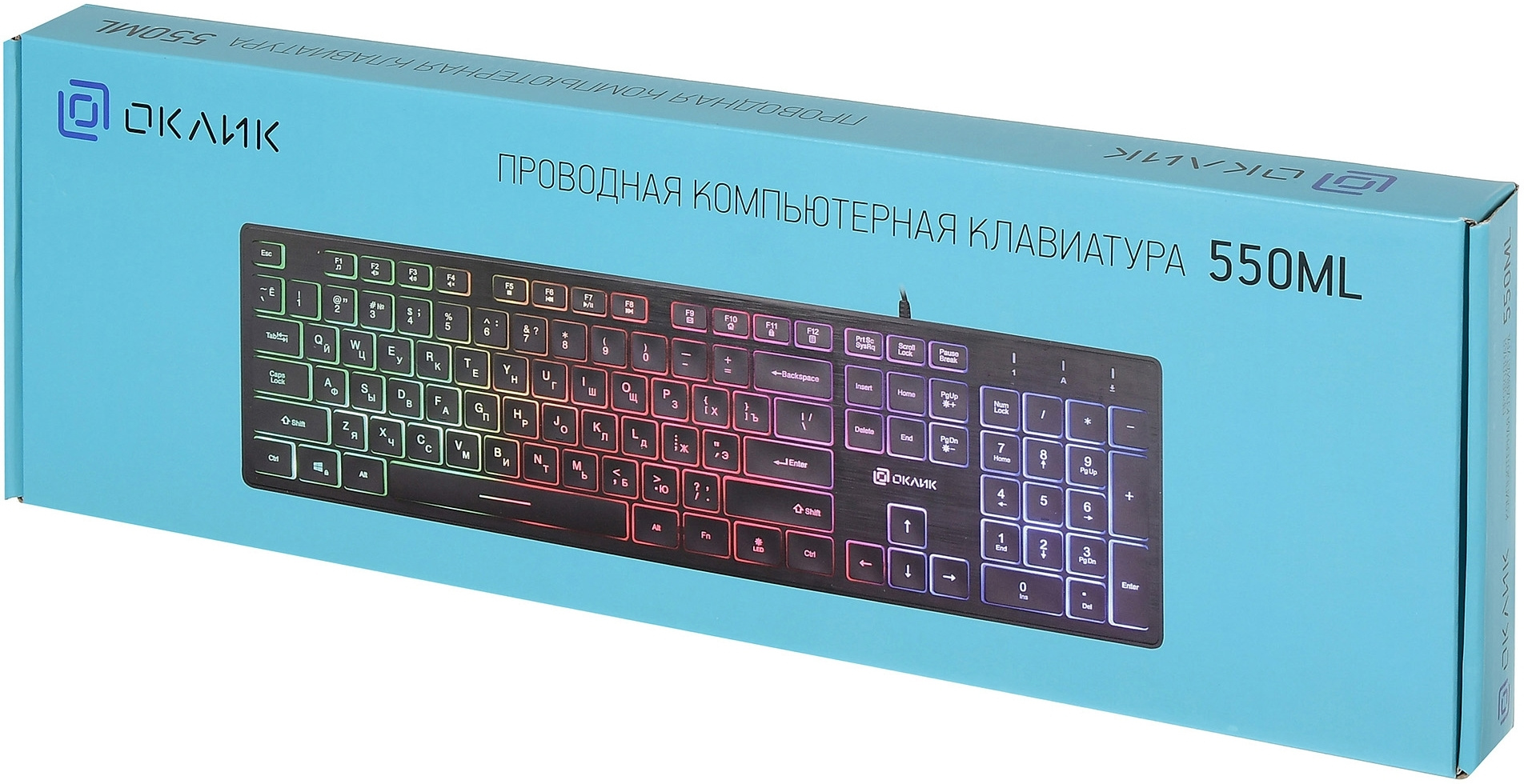 Клавиатура Оклик 550ML черный USB slim Multimedia LED