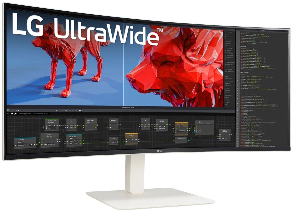 Монитор LG 38" UltraWide 38WR85QC-W белый NANO IPS LED 21:9 HDMI M/M матовая HAS Piv 600cd 178гр/178гр 3840x1600 144Hz FreeSync Premium Pro DP WQ+ USB 10.5кг