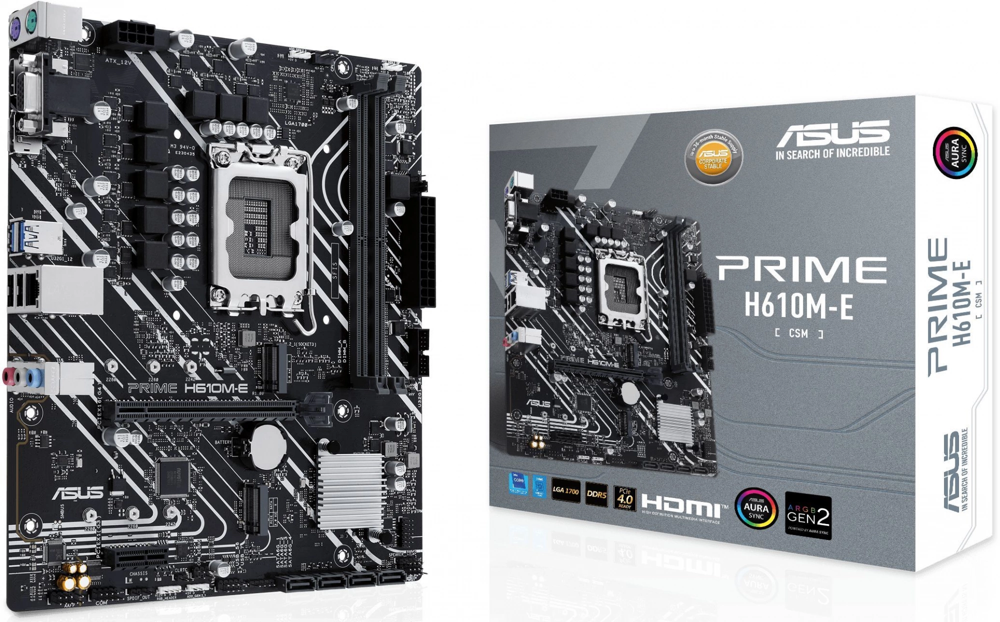 Материнская плата Asus PRIME H610M-E-CSM Soc-1700 Intel H610 2xDDR5 mATX AC`97 8ch(7.1) GbLAN+VGA+HDMI+DP