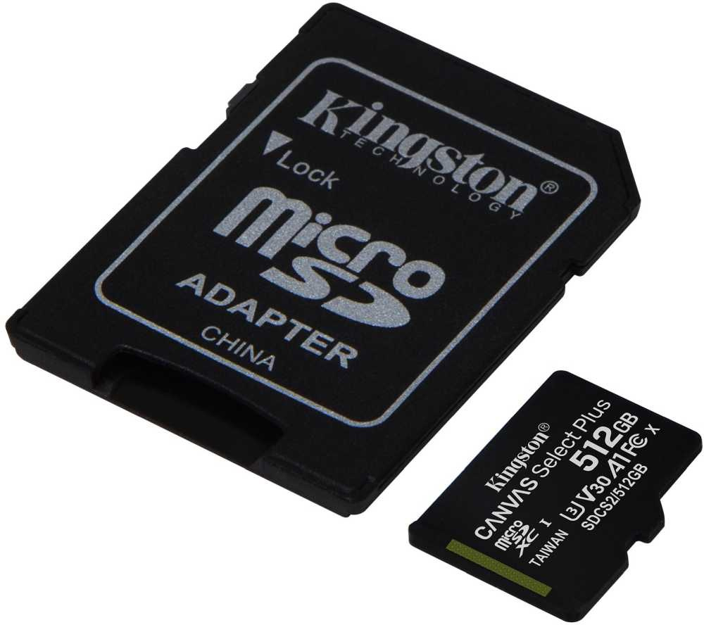 Флеш карта microSDXC 512GB Kingston SDCS2/512GB Canvas Select Plus + adapter