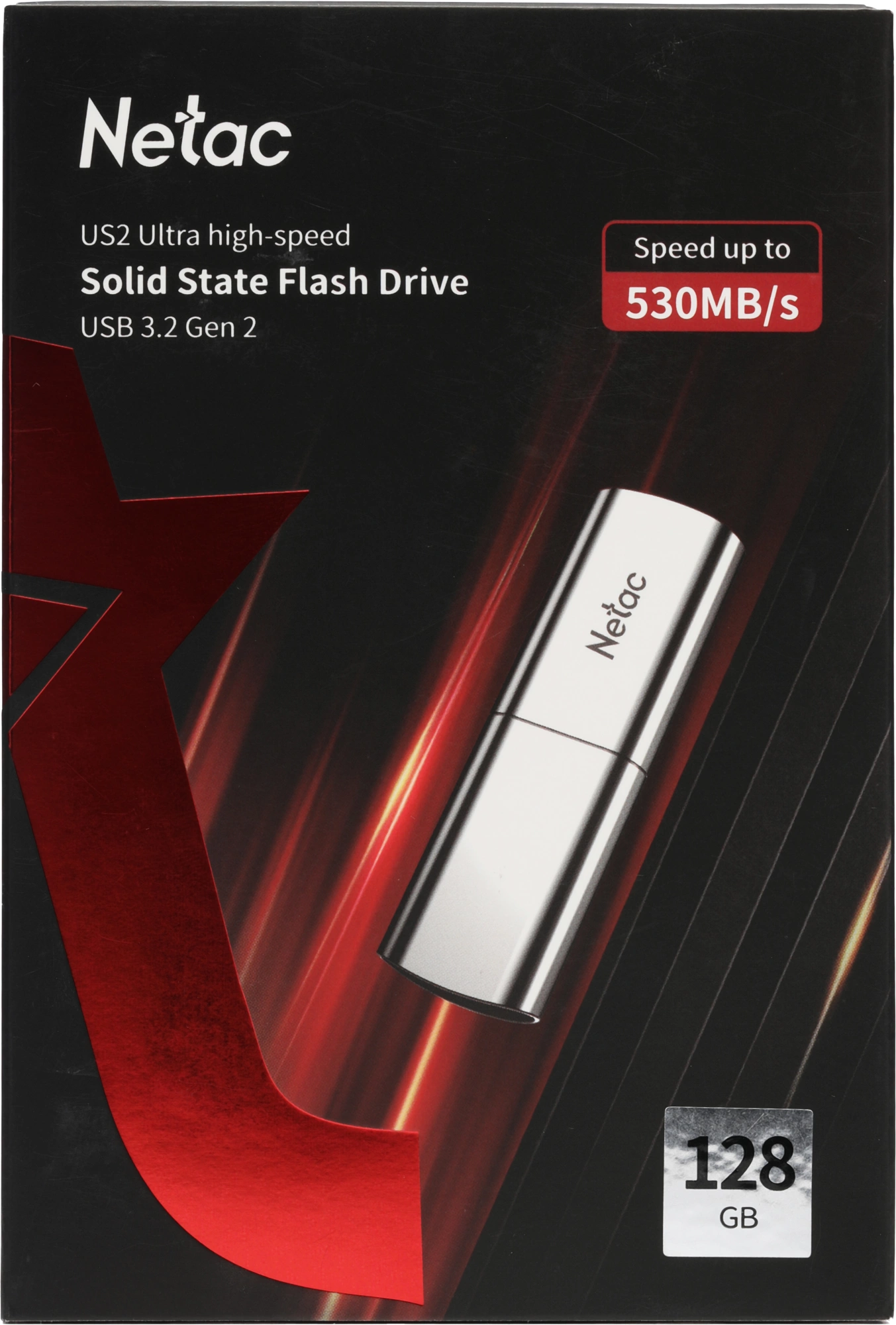 Носитель информации Netac US2 128GB USB3.2 Solid State Flash Drive, up to 530MB/450MB/s