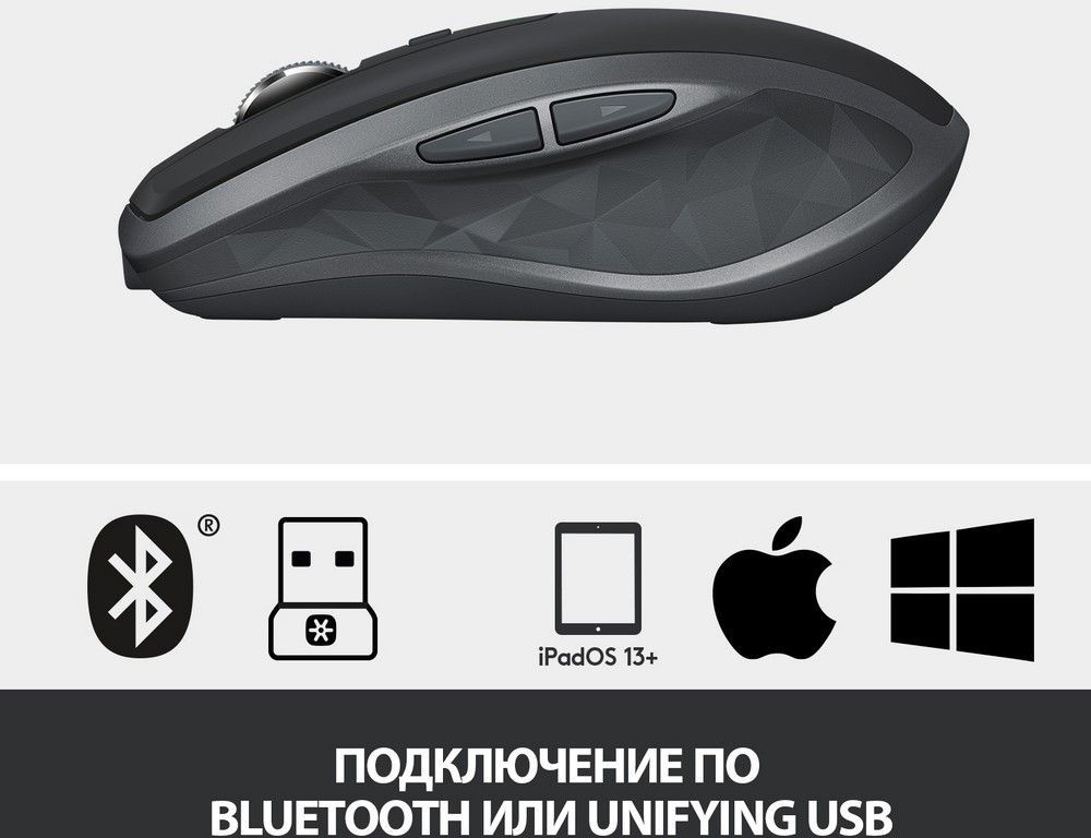 Мышь Logitech MX Anywhere 2S графитовый оптическая (4000dpi) беспроводная BT/Radio USB (7but)