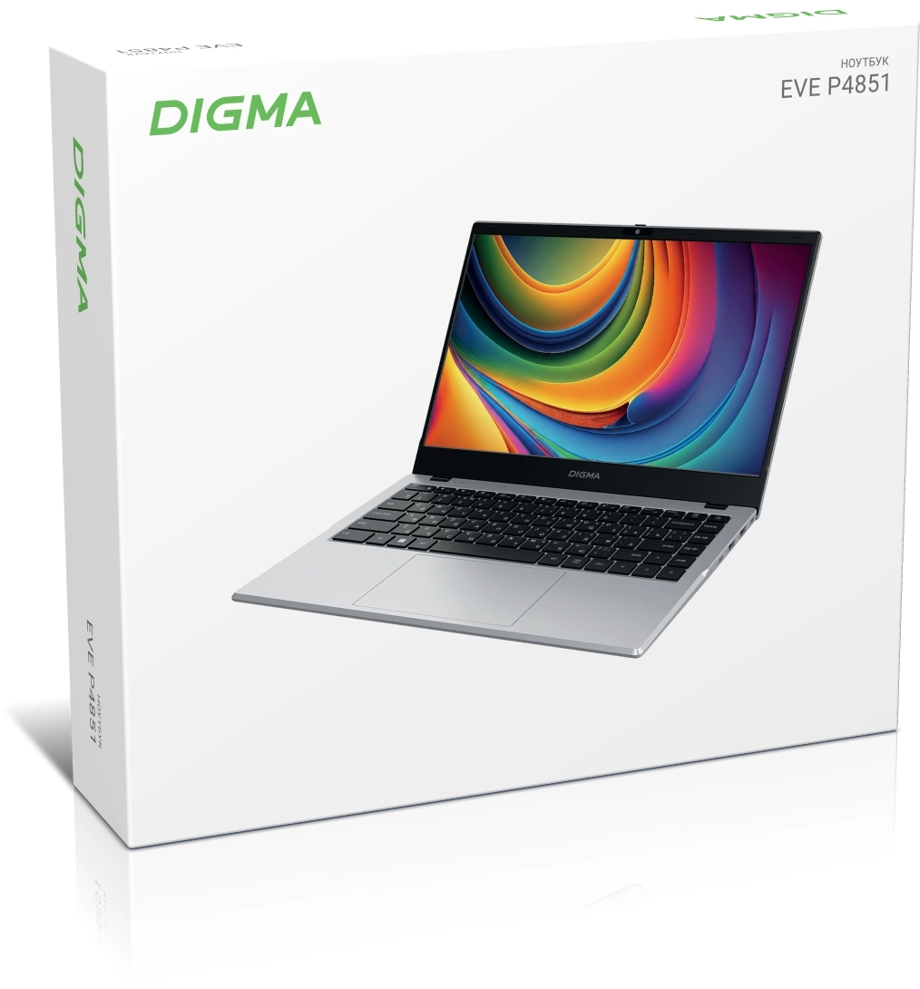 Ноутбук Digma EVE P4851 N-series N200 16Gb SSD512Gb Intel UHD Graphics 14" IPS FHD (1920x1080) Windows 11 Professional silver WiFi BT Cam 5900mAh (DN14N2-ADXW01)