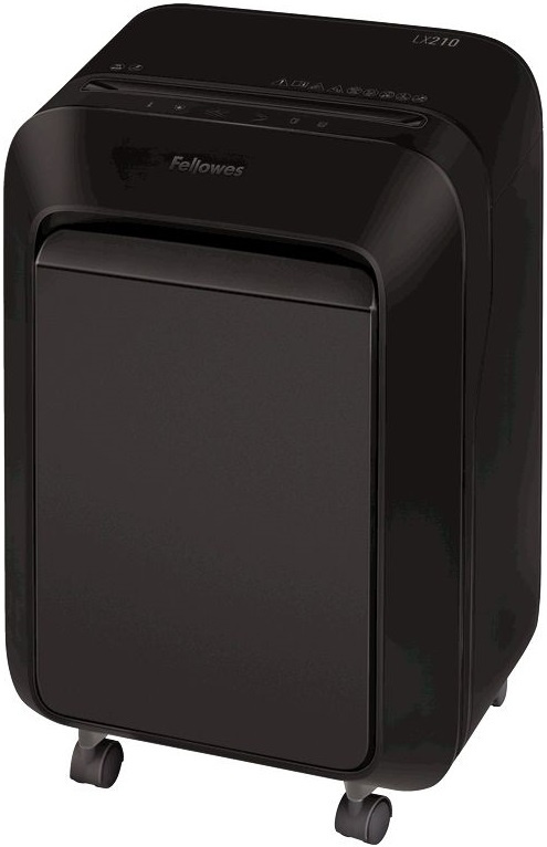 Шредер Fellowes PowerShred LX210 черный (секр.P-4) перекрестный 16лист. 23лтр. скрепки скобы пл.карты