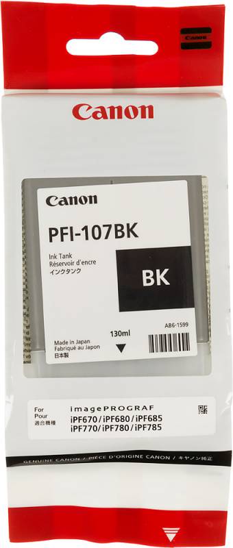 Картридж струйный Canon PFI-107BK 6705B001 черный (130мл) для Canon iP F680/685/780/785