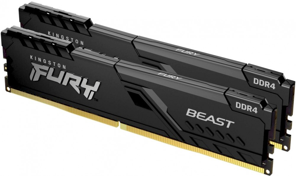 Память DDR4 2x8Gb 3733MHz Kingston KF437C19BBK2/16 Fury Beast Black RTL Gaming PC4-29800 CL19 DIMM 288-pin 1.35В kit dual rank с радиатором Ret