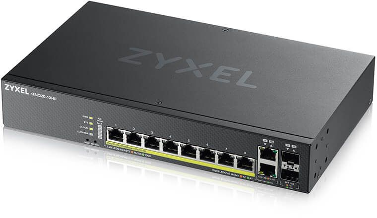 Коммутатор Zyxel GS2220-10HP-EU0101F (L2) 8x1Гбит/с 2xКомбо(1000BASE-T/SFP) 8PoE+ 180W управляемый