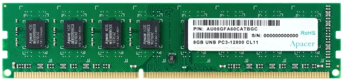 Оперативная память Apacer  DDR3  8GB  1600MHz DIMM (PC3-12800) CL11 1.35V (Retail) 512*8  3 years (AU08GFA60CATBGJ/DG.08G2K.KAM)