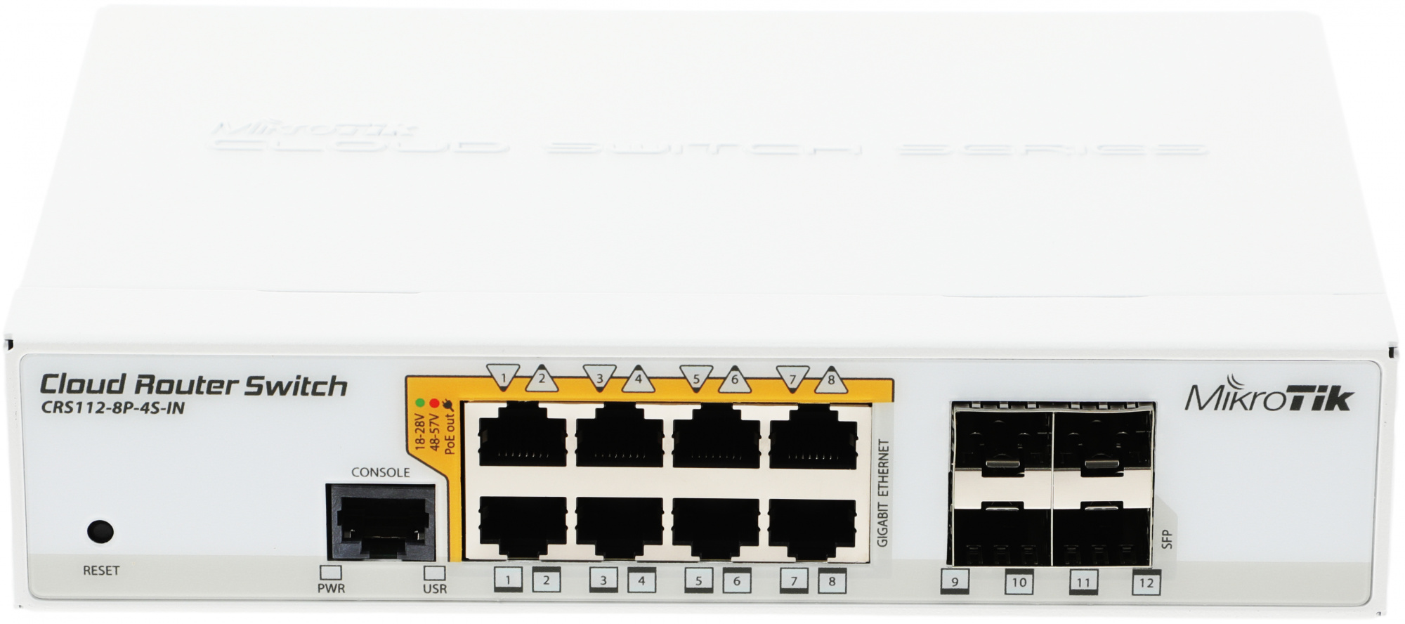 Коммутатор MikroTik CRS112-8P-4S-IN 8x1Гбит/с 4SFP 8PoE+ управляемый