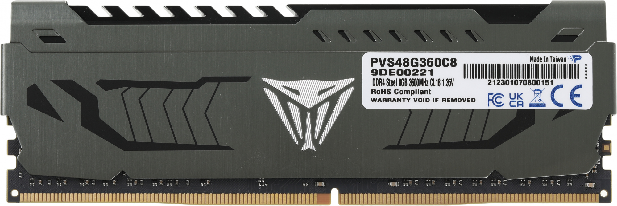 Память DDR4 8Gb 3600MHz Patriot PVS48G360C8 Viper Steel RTL Gaming PC4-28800 CL18 DIMM 288-pin 1.35В с радиатором Ret