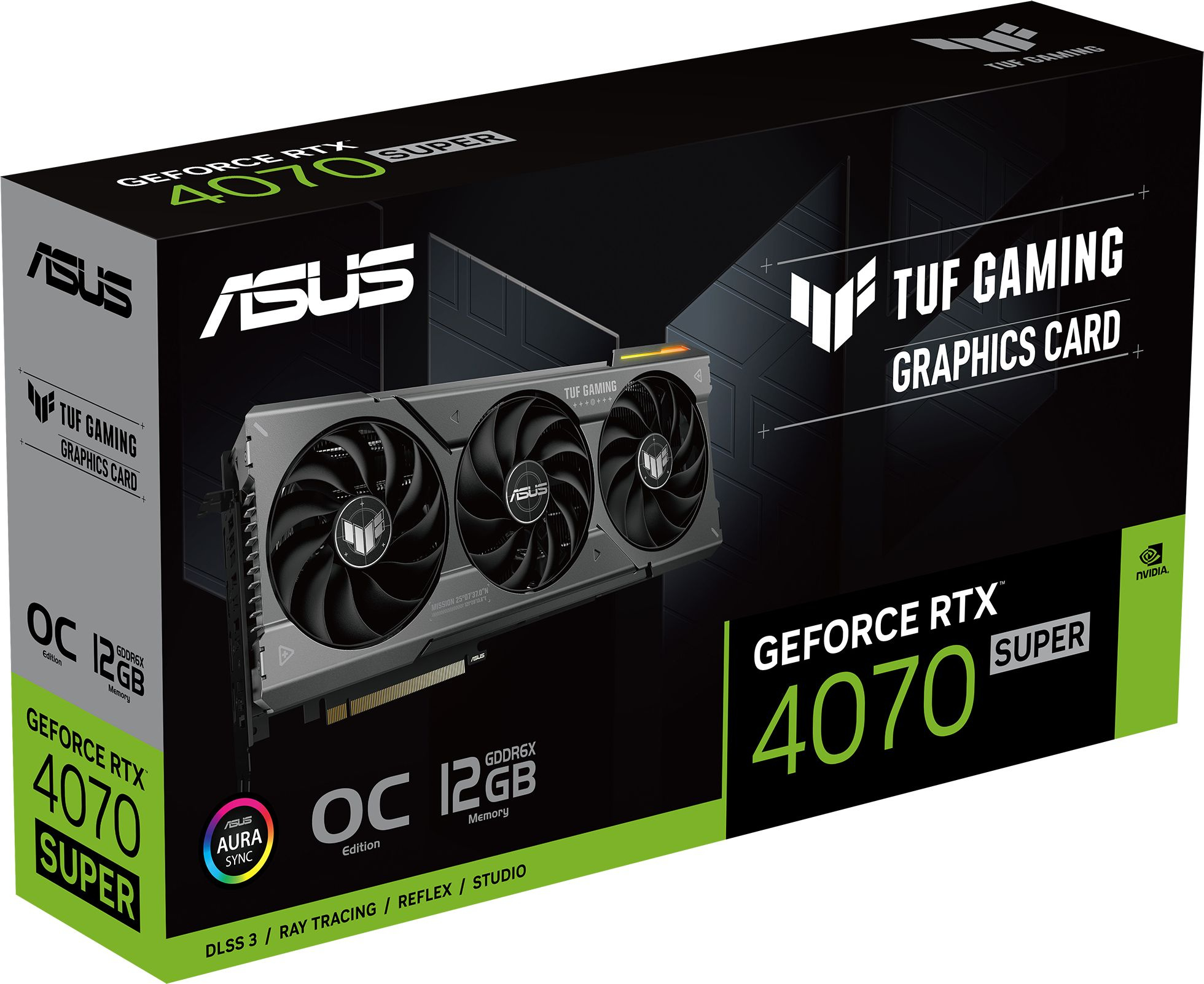 Видеокарта Asus PCI-E 4.0 TUF-RTX4070S-O12G-GAMING NVIDIA GeForce RTX 4070 Super 12Gb 192bit GDDR6X 2565/21000 HDMIx1 DPx3 HDCP Ret