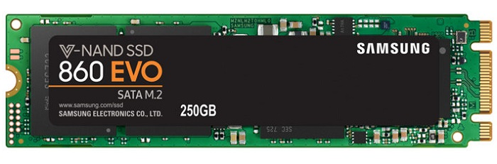 Твердотельный накопитель SSD M.2 2280 (SATA) 250Gb Samsung 860 EVO (R550/W520MB/s) (MZ-N6E250BW) 1year