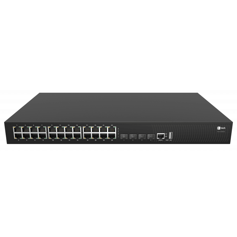 Коммутатор Fplus FCS-2328TX, 24 порта 10/100/1000BASE-T RJ45, 4 порта 10GE SFP+, 2 блока питания AC 220В 150Вт, высота 1RU