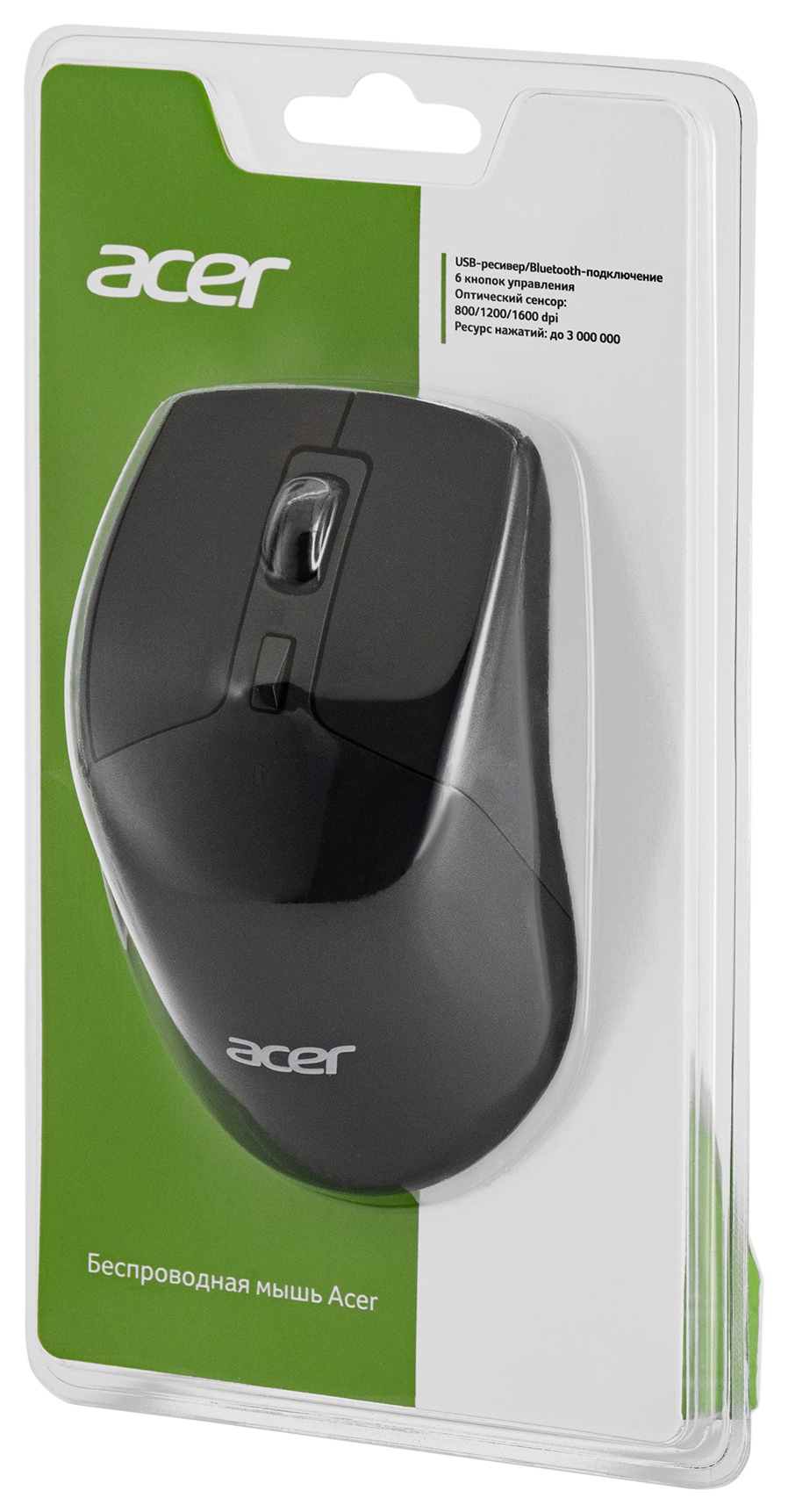 Мышь Acer OMR170 черный оптическая (1600dpi) беспроводная BT/Radio USB (5but)