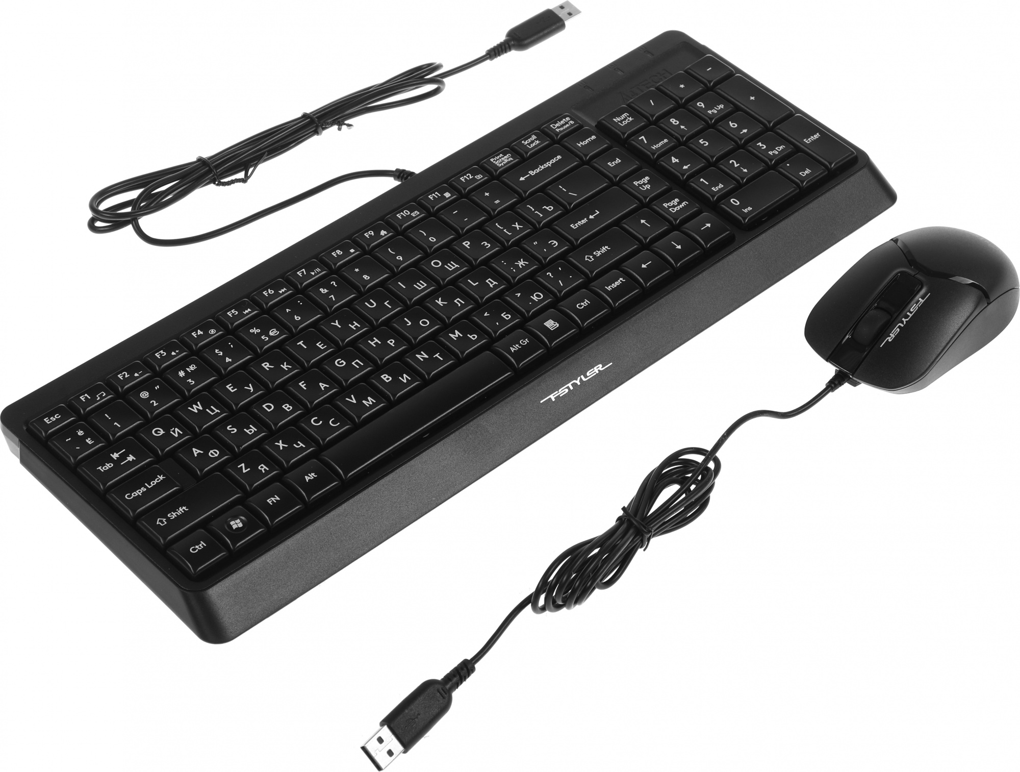 Клавиатура + мышь A4Tech Fstyler F1512 клав:черный мышь:черный USB (F1512 BLACK)