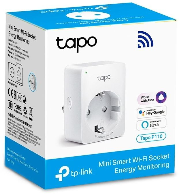 Умная розетка TP-Link TAPO P110 EU VDEBT Wi-Fi белый