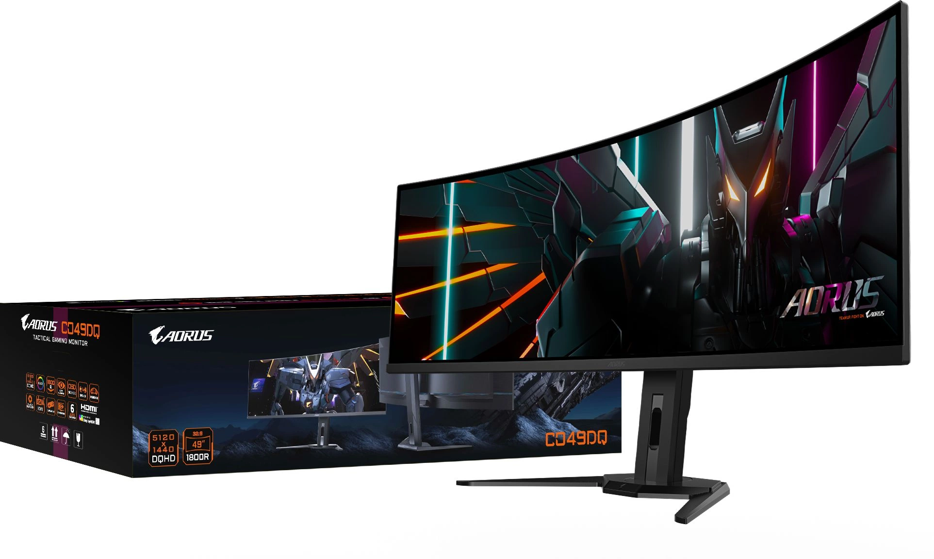 Монитор Gigabyte 49" Aorus CO49DQ черный OLED 16:9 HDMI M/M матовая HAS Piv 250cd 178гр/178гр 5120x1440 144Hz DP DQ USB 11.28кг