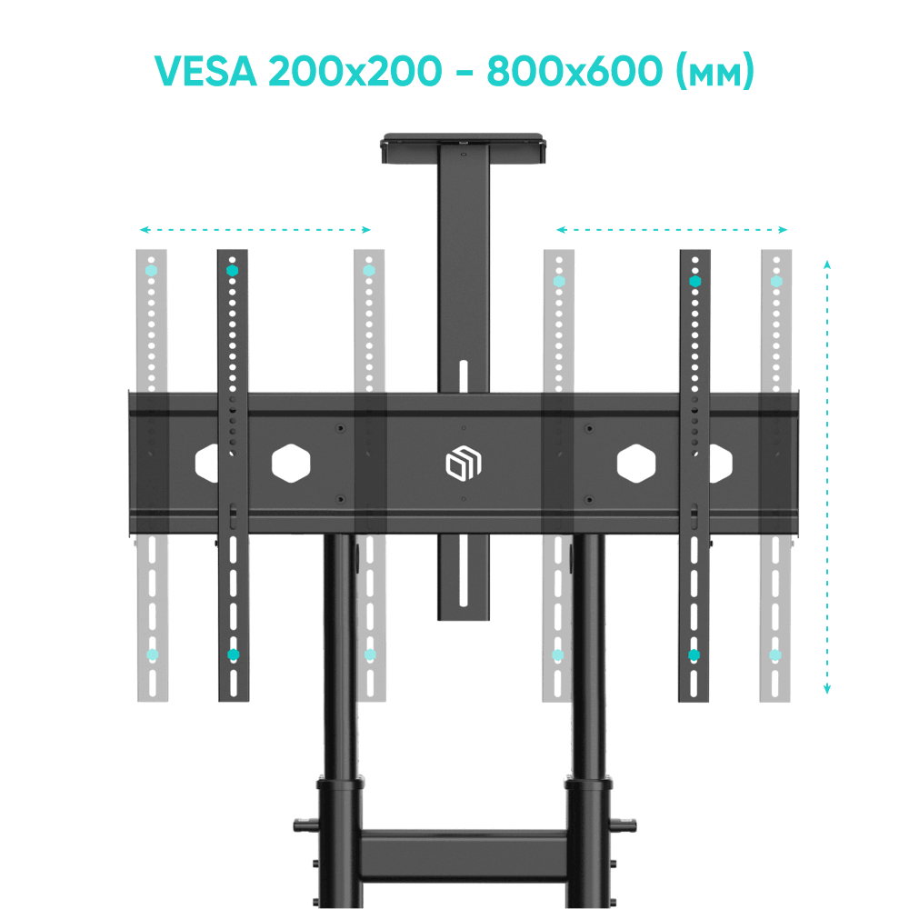 ONKRON стойка для телевизора с кронштейном 50"-90", мобильная, чёрная