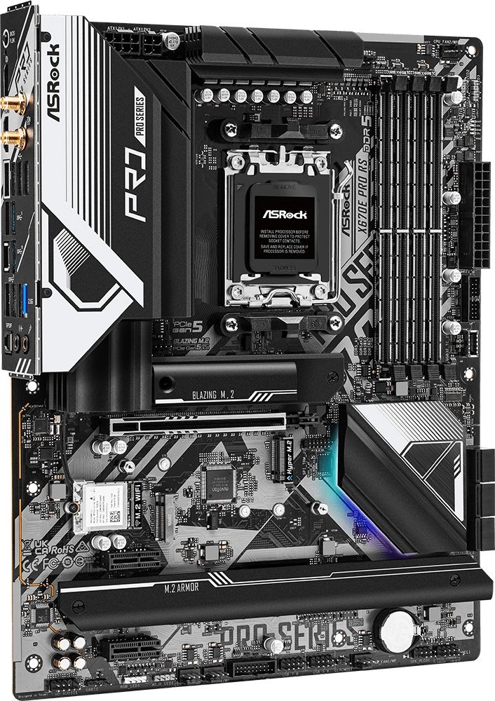 Материнская плата Asrock X670E PRO RS SocketAM5 AMD X670 4xDDR5 ATX AC`97 8ch(7.1) 2.5Gg RAID+HDMI+DP