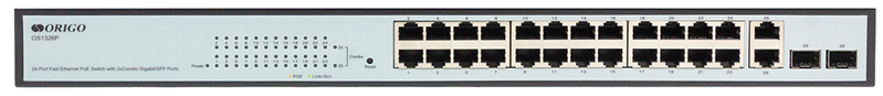 OS1326P/280W/A1A Настраиваемый L2 PoE-коммутатор
24x100Base-TX PoE+,
2xCombo 1000Base-T/SFP,
PoE-бюджет 280 Вт