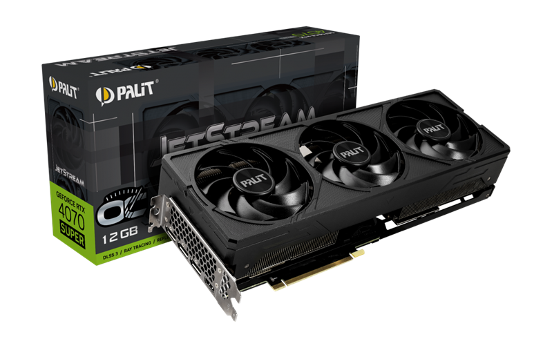 Видеокарта Palit PCI-E 4.0 RTX4070 SUPER JETSTREAM OC NVIDIA GeForce RTX 4070 Super 12Gb 192bit GDDR6X 1980/21000 HDMIx1 DPx3 HDCP Ret