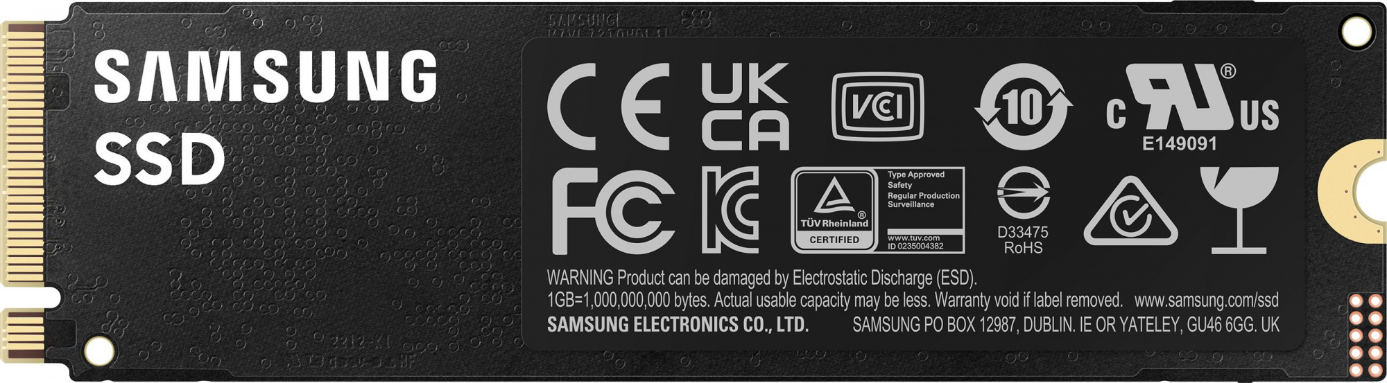 Твердотельный накопитель SSD M.2 (PCI-E NVMe 2.0 Gen 4.0 x4) 4Tb Samsung 990 PRO (R7450/W6900MB/s) 1year