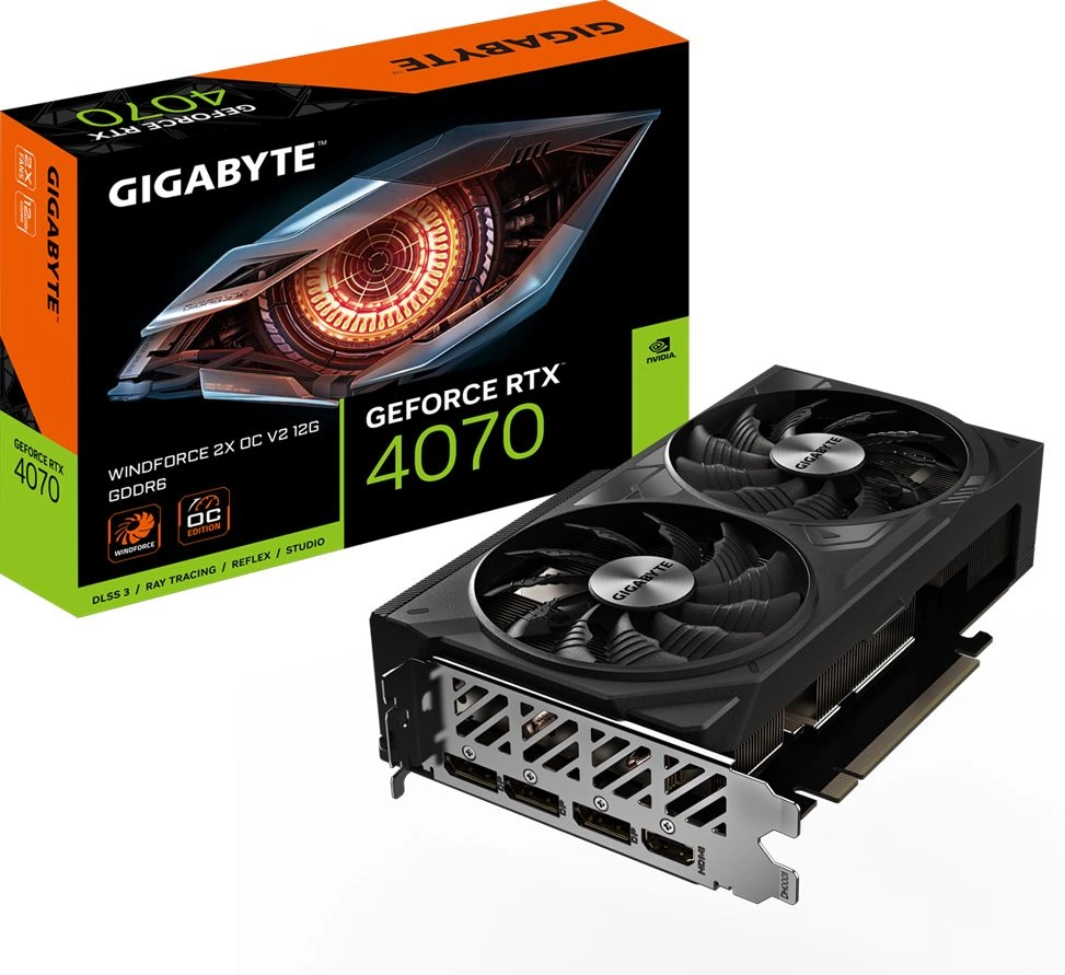 Видеокарта Gigabyte PCI-E 4.0 GV-N4070WF2OCV2-12GD NVIDIA GeForce RTX 4070 12Gb 192bit GDDR6X 2475/21000 HDMIx1 DPx3 HDCP Ret