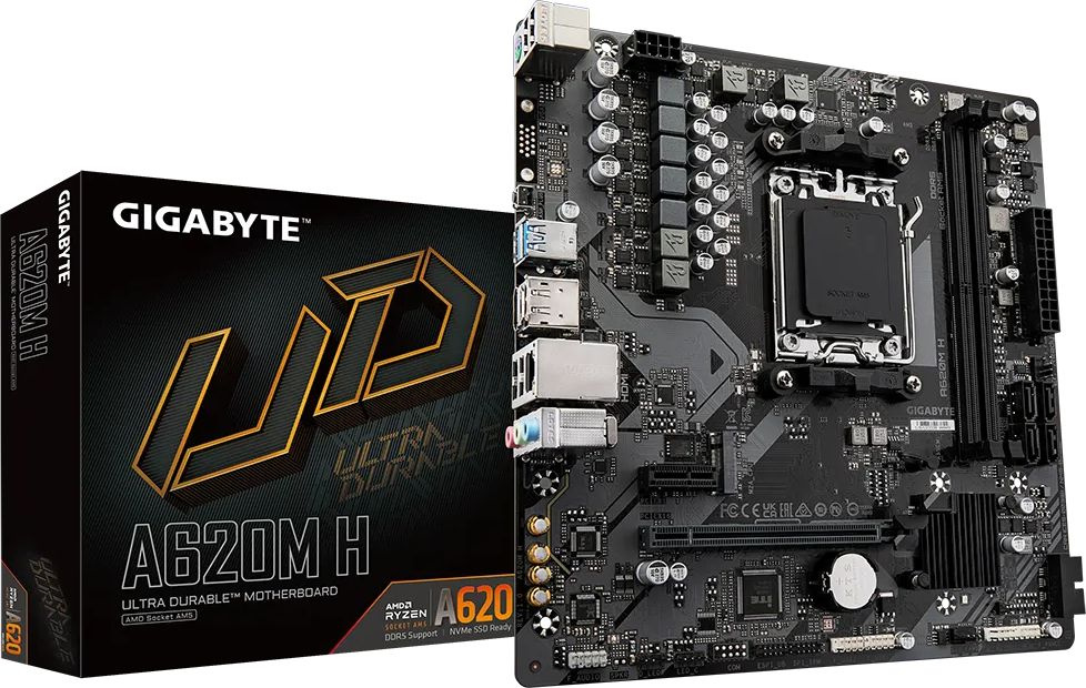 Материнская плата Gigabyte A620M H SocketAM5 AMD A620 2xDDR5 mATX AC`97 8ch(7.1) GbLAN RAID+VGA+HDMI