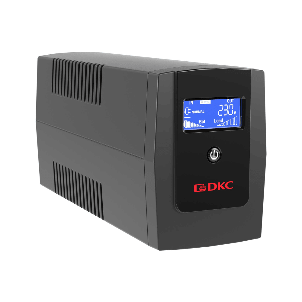 Линейно-интерактивный ИБП ДКС серии Info LCD, 600 ВА/360 Вт, 1/1, 3xIEC C13, USB + RJ45, LCD, 1x7Aч