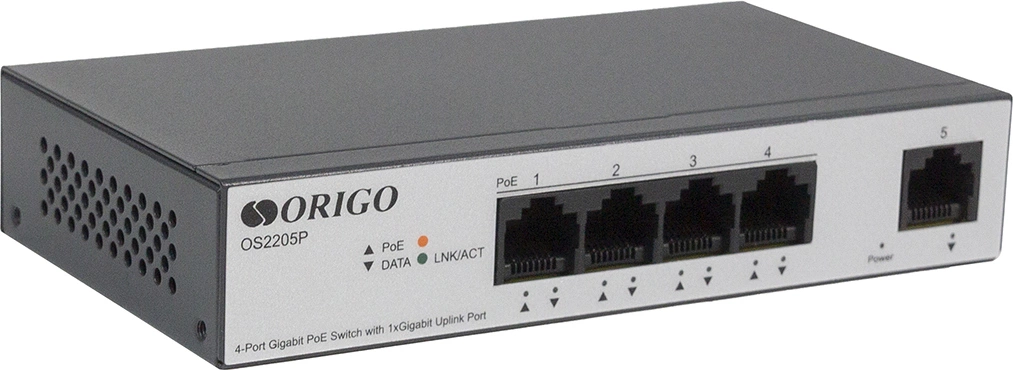 Коммутатор Origo OS2205P/60W OS2205P/60W/A1A (L2) 5x1Гбит/с 4PoE 60W неуправляемый