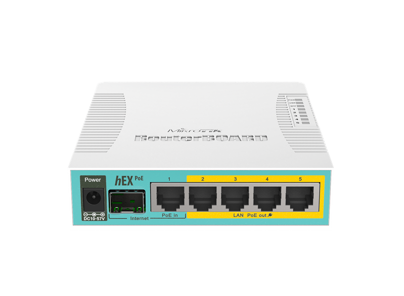 RB960PGS hEX PoE Router hEX PoE 5x Gigabit LAN (four with PoE out), USB, plastic case and PSU {20}, (003294)