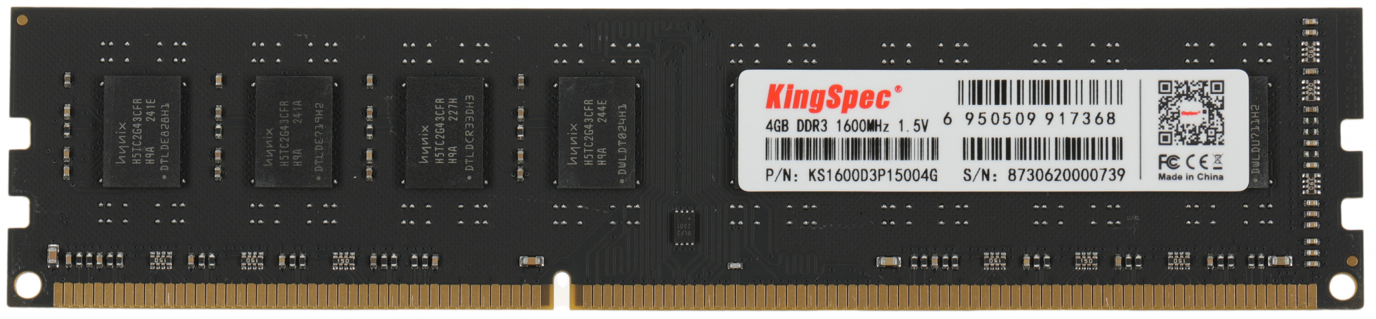 Память DDR3 4Gb 1600MHz Kingspec KS1600D3P15004G RTL PC3-12800 CL11 DIMM 240-pin 1.5В dual rank Ret