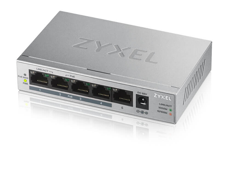 Коммутатор Zyxel GS1005HP-EU0101F (L2) 5x1Гбит/с 4PoE+ 60W неуправляемый