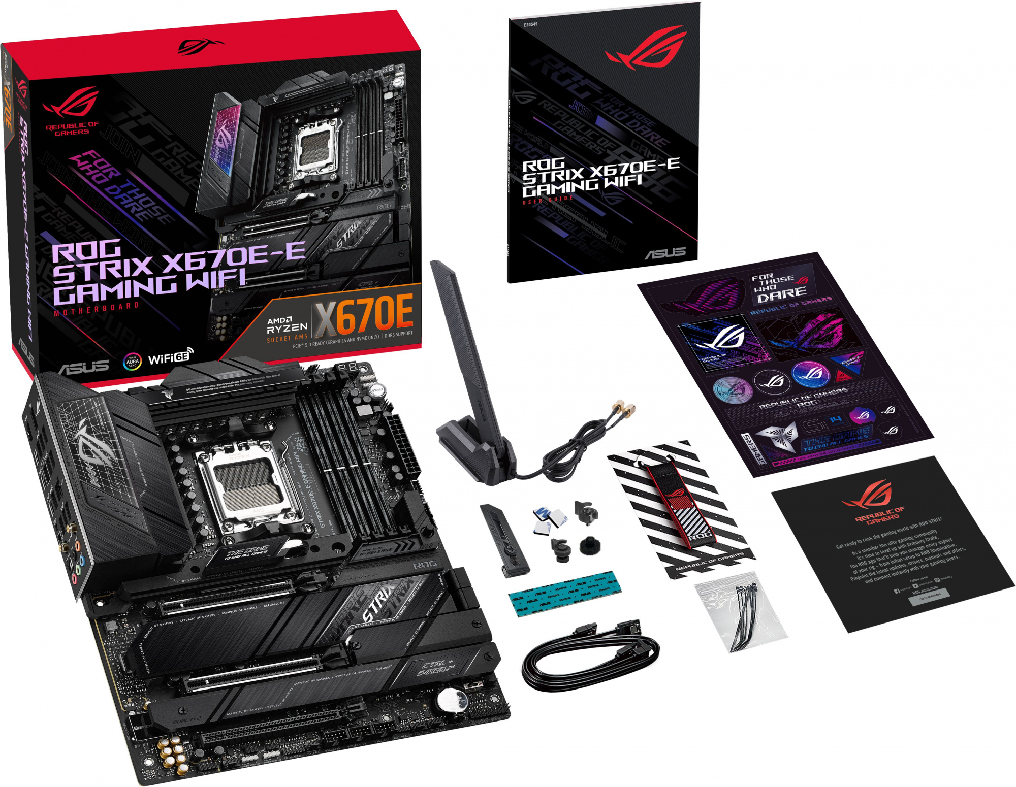 Материнская плата Asus ROG STRIX X670E-E GAMING WIFI SocketAM5 AMD X670 4xDDR5 ATX AC`97 8ch(7.1) 2.5Gg RAID+HDMI+DP