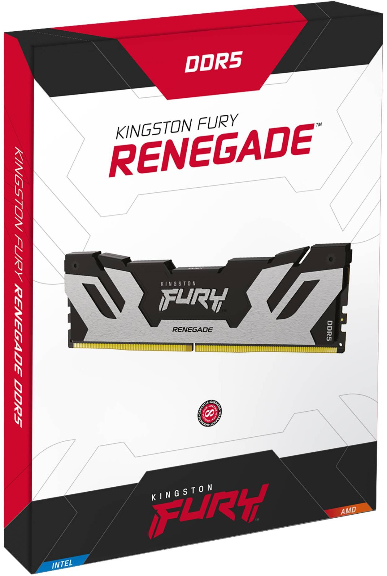 Память DDR5 24GB 6400MHz Kingston KF564C32RS-24 Fury Renegade Silver XMP RTL Gaming PC5-51200 CL32 DIMM 288-pin 1.4В с радиатором Ret