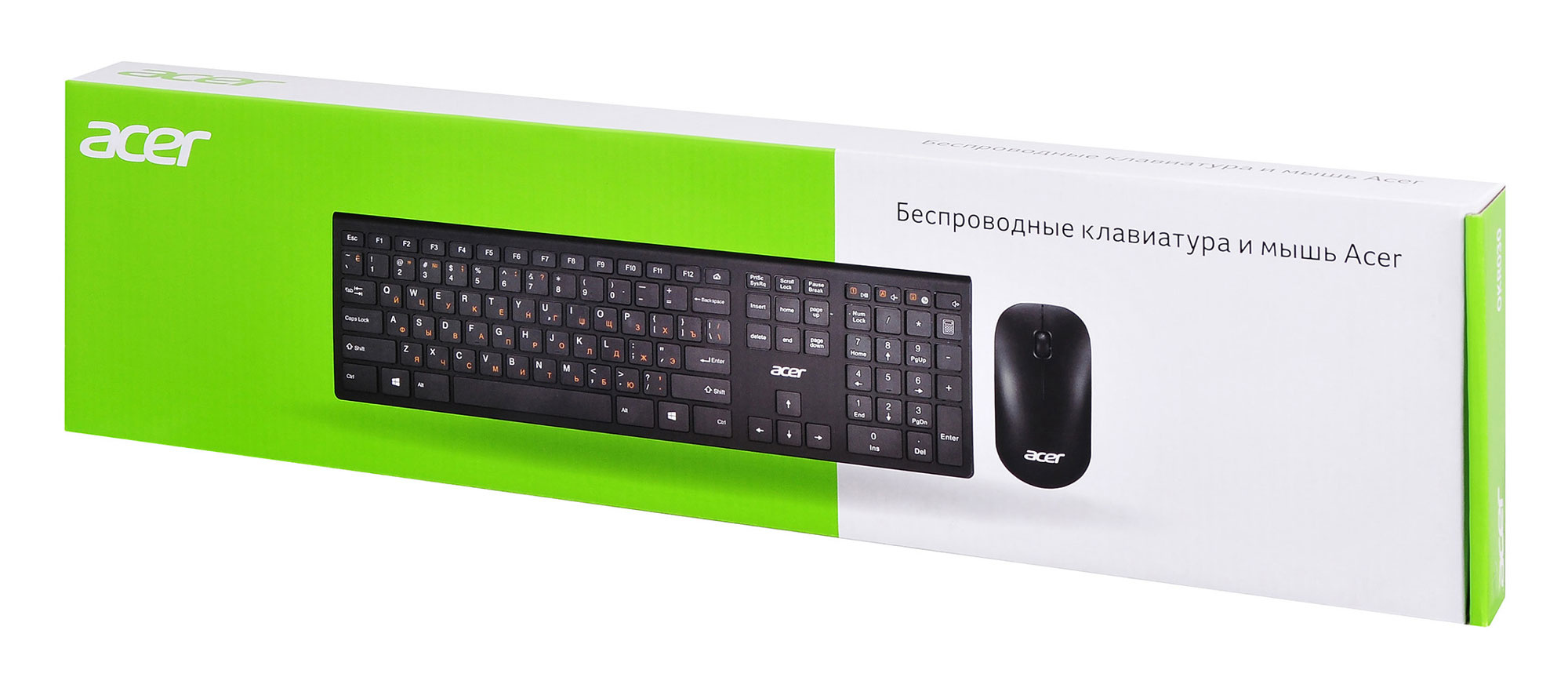 Клавиатура + мышь Acer OKR030 клав:черный мышь:черный USB беспроводная slim (ZL.KBDEE.005)