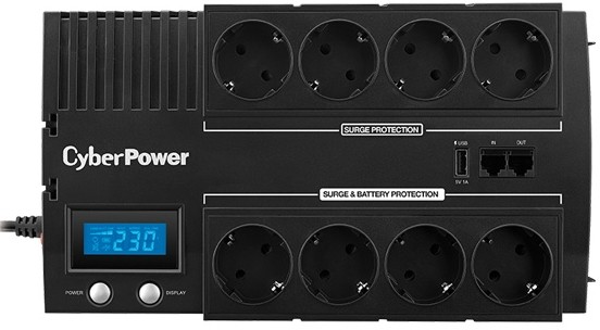 Источник бесперебойного питания Cyberpower BR1000ELCD Line-Interactive 1000VA/600W USB/RJ11/45 (4+4 EURO)