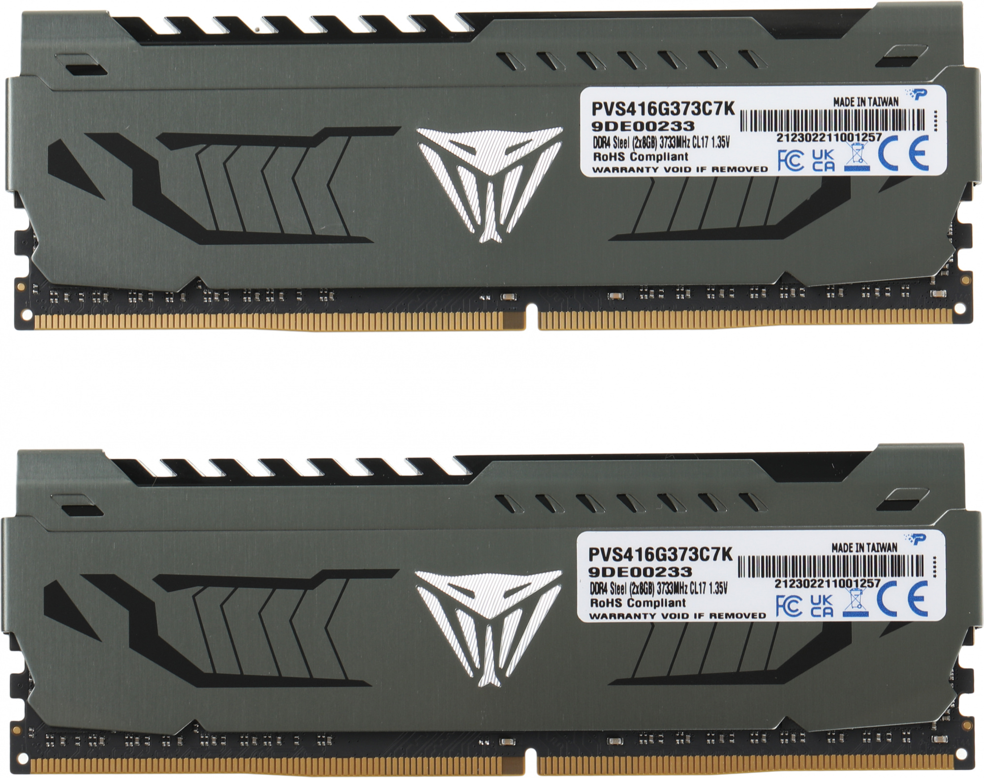 Память DDR4 2x8Gb 3733MHz Patriot PVS416G373C7K Viper Steel RTL Gaming PC4-29800 CL17 DIMM 288-pin 1.35В single rank с радиатором Ret