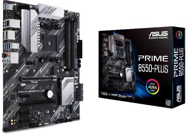 Материнская плата Asus PRIME B550-PLUS Soc-AM4 AMD B550 4xDDR4 ATX AC`97 8ch(7.1) GbLAN RAID+HDMI+DP