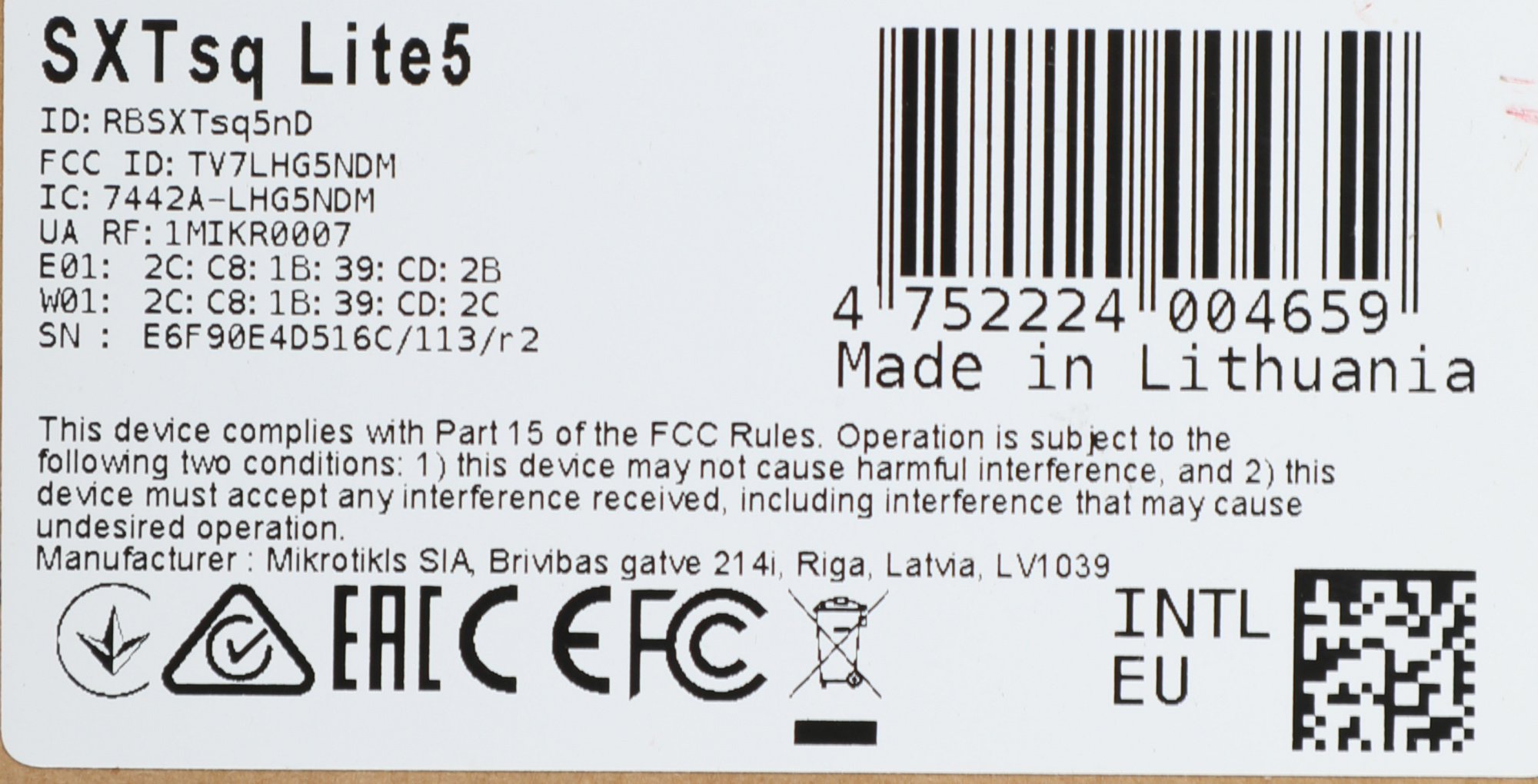 Точка доступа MikroTik SXTsq Lite5 (RBSXTSQ5ND) N300 10/100BASE-TX