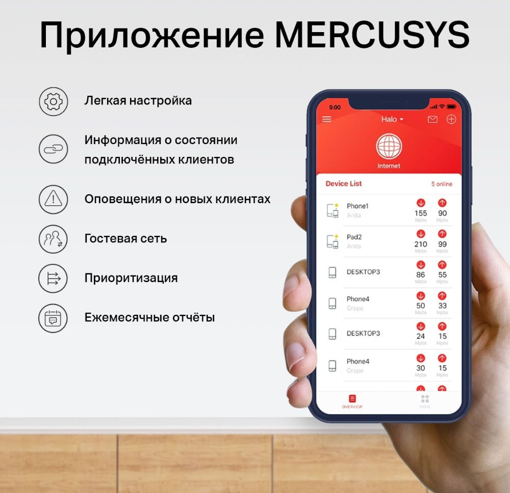 Бесшовный Mesh роутер Mercusys Halo H30(2-pack) AC1200 10/100BASE-TX компл.:устройство/крепления/адаптер белый (упак.:2шт)