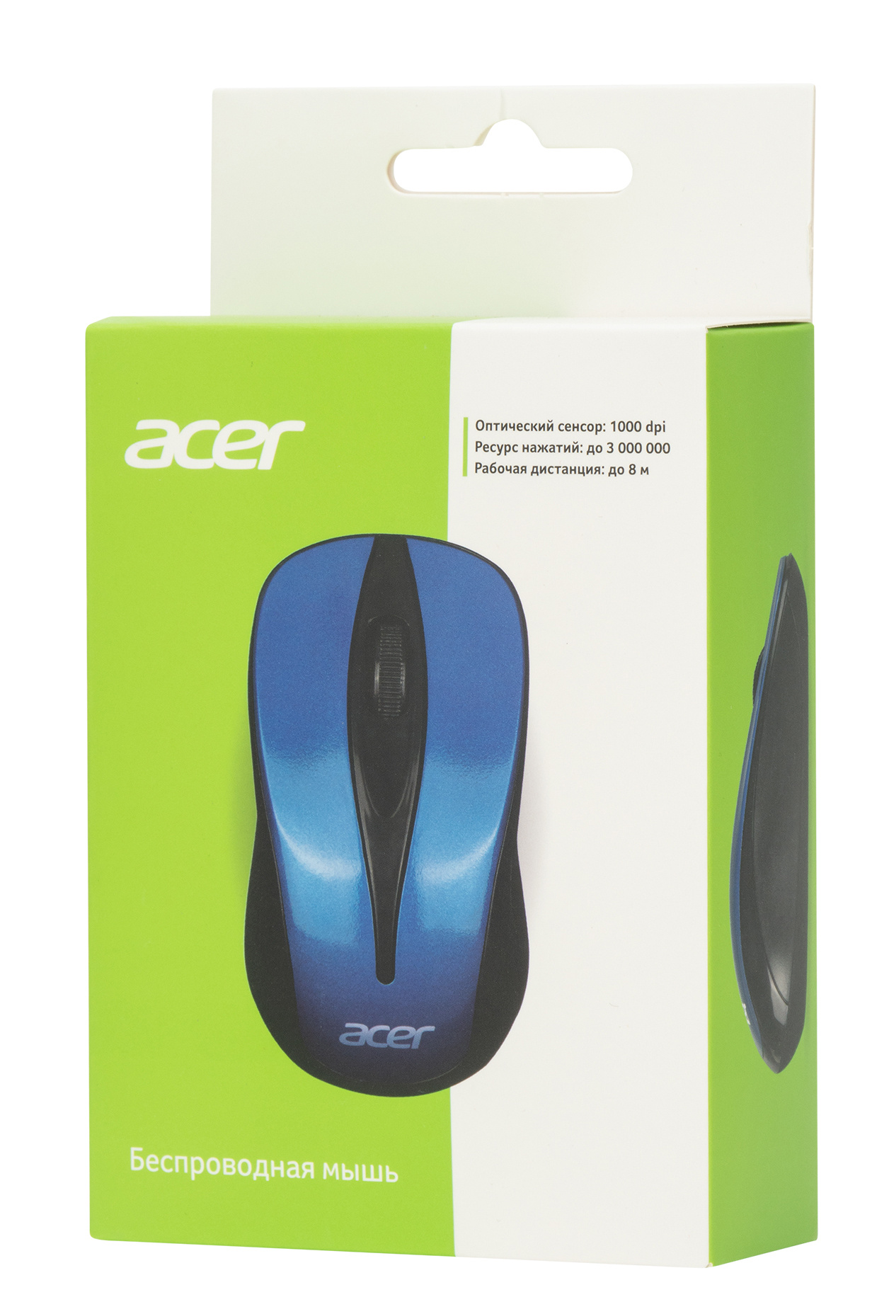 Мышь Acer OMR132 синий/черный оптическая (1000dpi) беспроводная USB для ноутбука (2but)